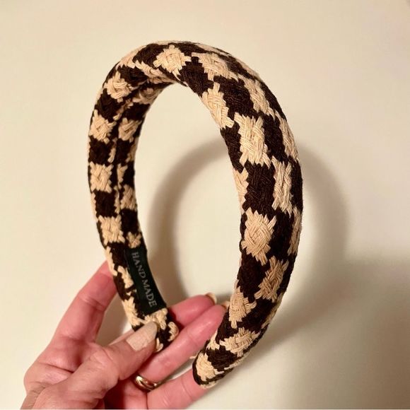 Basket Weave Tweed Padded Headband, Dark Brown & Rich Warm Tan, NWOT - Picture 2 of 5